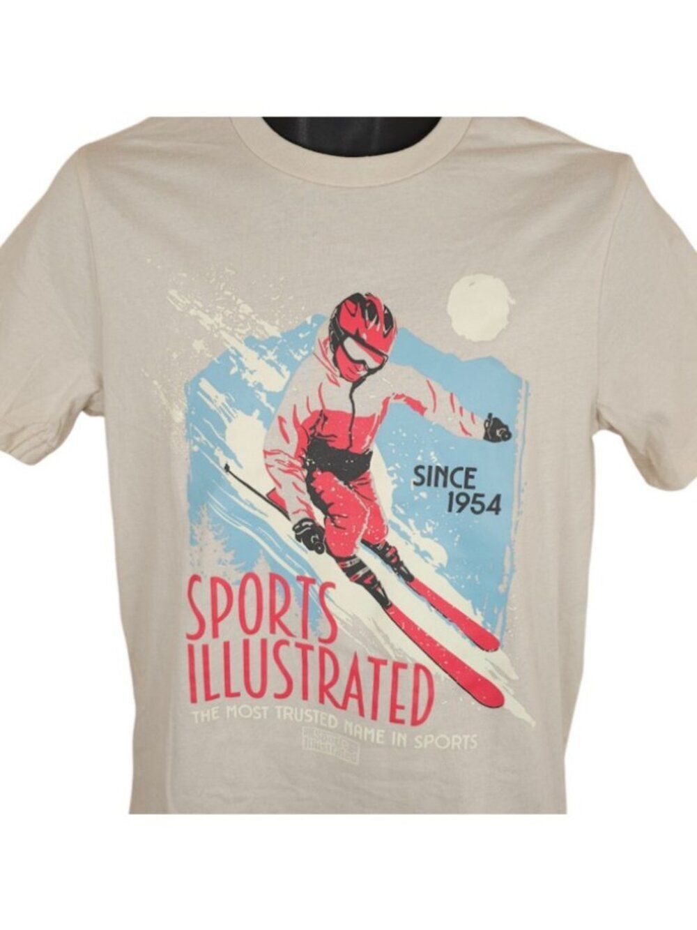 Ski Sports Illustrated T Shirt Mens Size Medium Cream Downhill Skiing Retro Tee